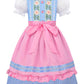 Relibeauty Kids Girls Dirndl Dress Oktoberfest Costume German For Girls,Blue & Pink,140