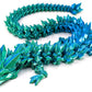 Subpoly Large 24 Articulated Crystal Dragon - Multi Color 3D Printed Plastic Dragon Figure - Rainbow Pearlescent Colors - Interlocked Body Segments and Legs (Large 24  Cyan Blue Green)