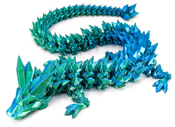 Subpoly Large 24 Articulated Crystal Dragon - Multi Color 3D Printed Plastic Dragon Figure - Rainbow Pearlescent Colors - Interlocked Body Segments and Legs (Large 24  Electrum)