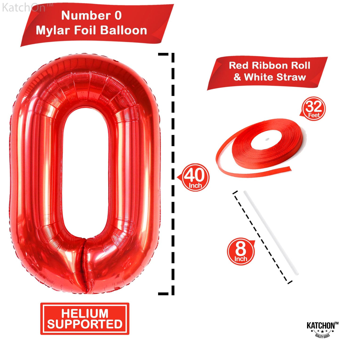 Giant, Red 0 Balloon Number - 40 Inch | 0 Digit Balloon, Red Party Decorations | Red Zero Balloon, Number 0 Balloons For Turning Red Birthday Decorations | 0 Number Balloons, Red Decorations For Party