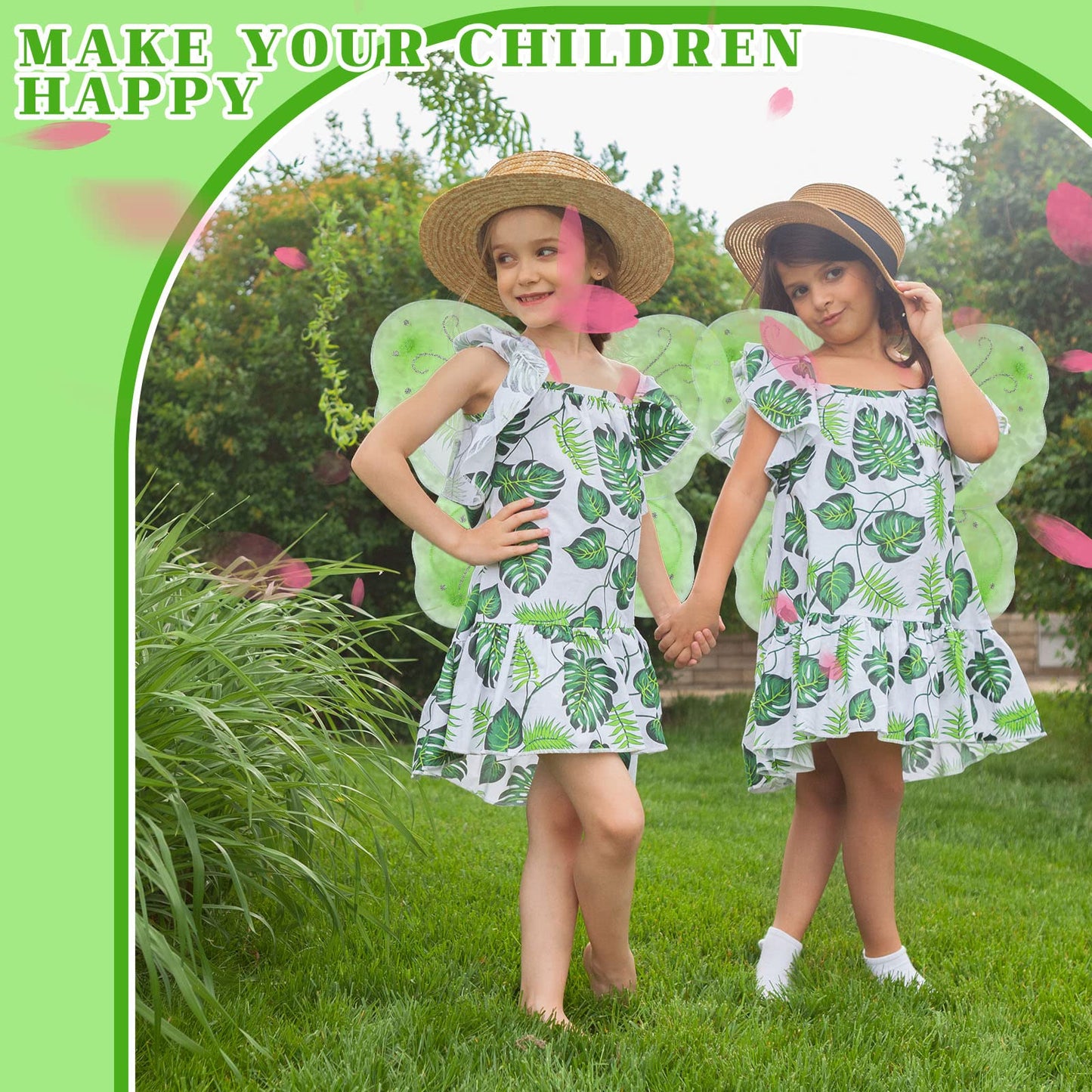 Chivao 10 Pieces Fairy Wings Butterfly Wings Wedding Decoration Costume Birthday Christmas Party Favors For Boys Girls(Light Gre