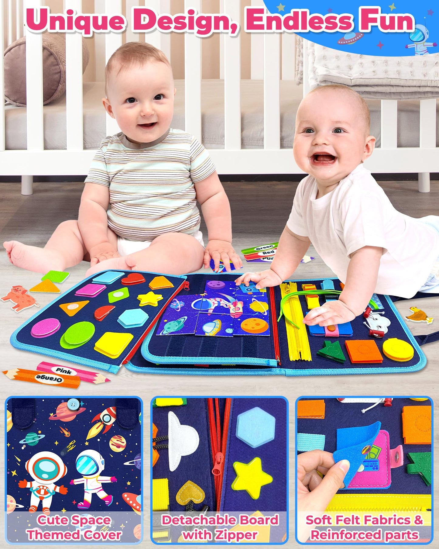 Gojmzo Busy Board Montessori Toys For 1 2 3 4 Year Old Boy Birthday Gifts, Busy Book Sensory Easter Toys For Toddlers 1-3 2-4, Learning Educational Toddler Travel Activities