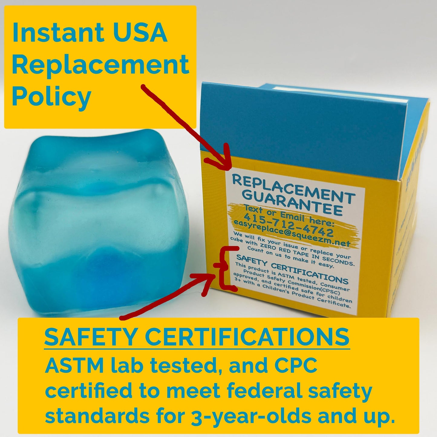 enhanced Big Block Squeez'M Cube - 35% Larger Than The Standard Squishy Cube  Toy for Kids & mature-themeds - Sensory Fidget for Stress Relief  Focus & Play - Colorful  Durable  Gift-Ready - ASTM Certified 3+