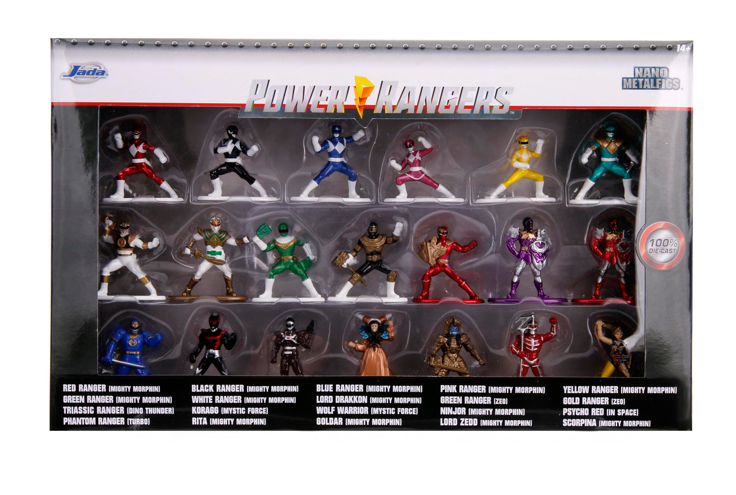 Jada Toys Power Rangers 20-Pack Die-Cast Metal Collectible Figures, 1.65", Multicolor