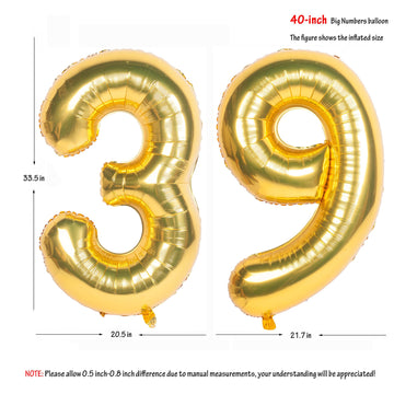 40 Inch Gold Number Balloons Helium Foil Mylar Balloon Birthday Party Banquet Decoration 39