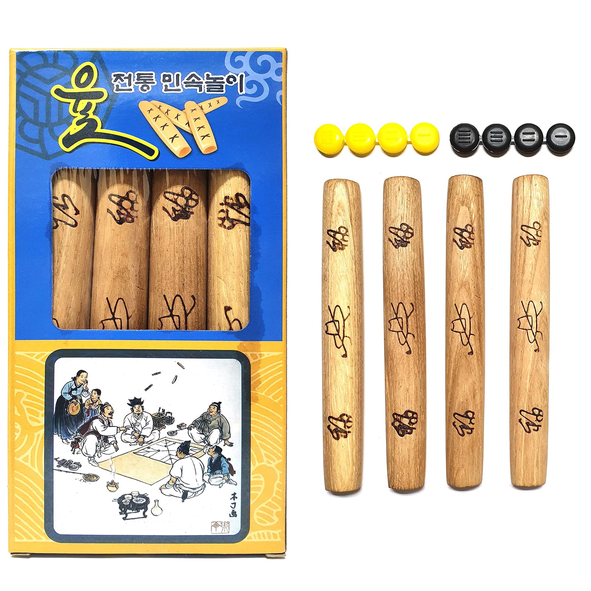 Lenith Yutnori Korean Board Games ??? Yunnori Floor Games For Family, Adults, Party, Strategy Wood Stick Games (Normal)