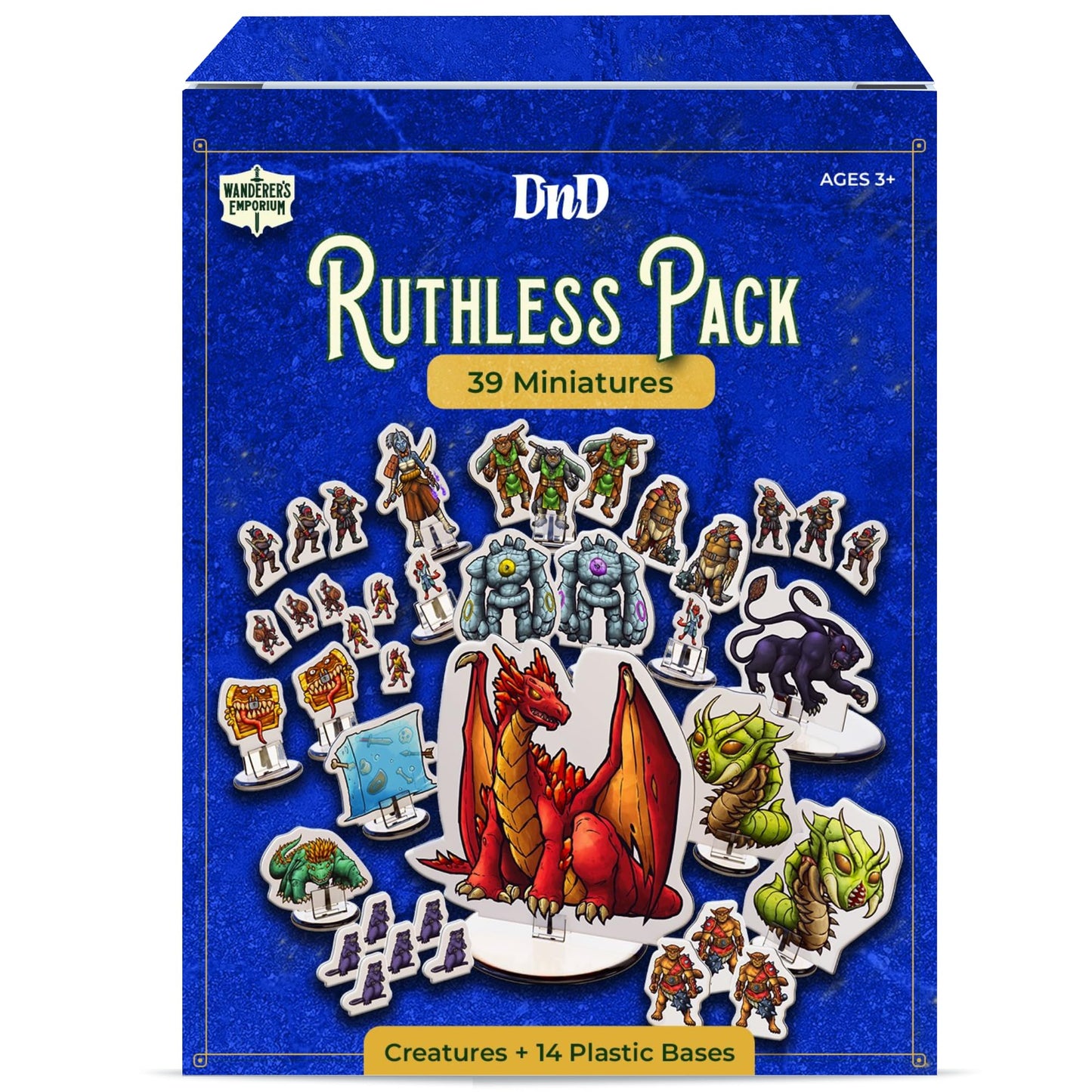 Wanderers Emporium DND Miniatures Starter Set - Ruthless Pack, 39 Minis, 28mm-32mm Scale, Cardboard Bases