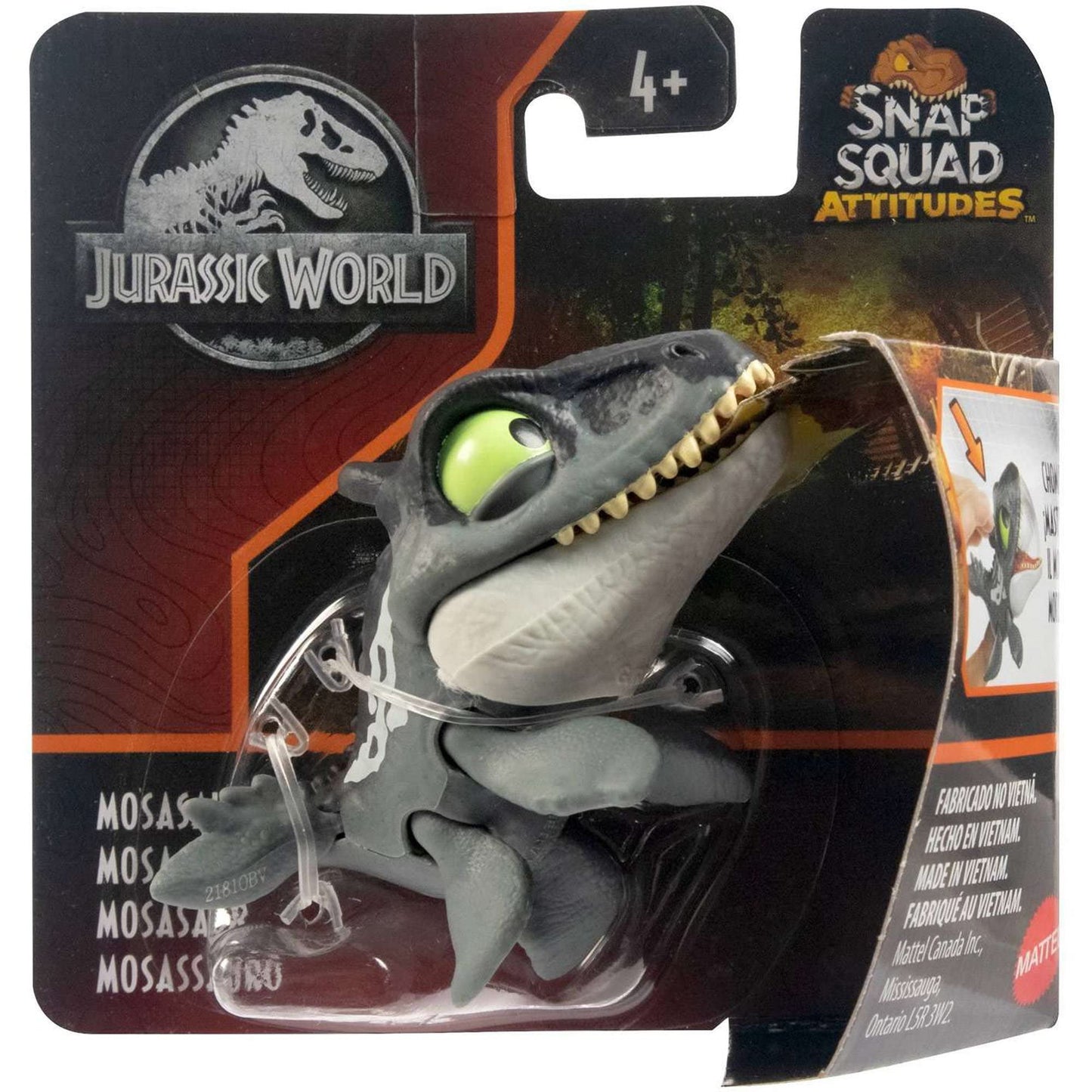 Jurassic World 2022 Snap Squad Attitudes Set Of 4 Figures (Tyrannosaurus Rex, Spinosaurus, Mosasaurus, Stegosaurus) From Gxw58-956C Release