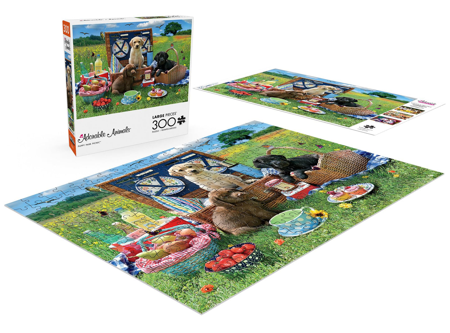 Buffalo Games - Adorable Animals - Puppy Park Picnic - 300 Large Piece Jigsaw Puzzle For Adults Challenging Puzzle Perfect For Game Nights