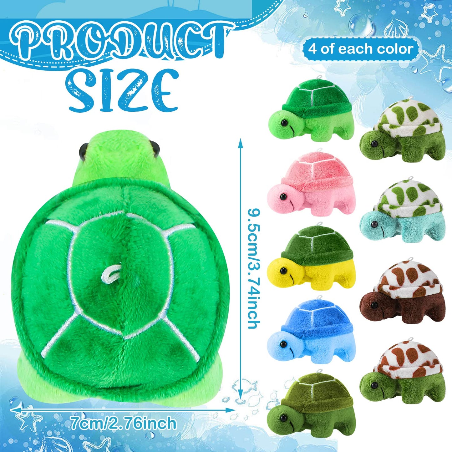 Hungdao 36 Pcs Mini Turtle Stuffed Toy Bulk Small Turtle Plush Toys Soft Cute Stuffed Animal Decorations Animal Sea Party Favor