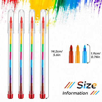 Outus 20 Pcs Stackable Crayons Colorful Stacking Buildable Crayons Party Favors DIY Rainbow Pencils for School Office Birthday P