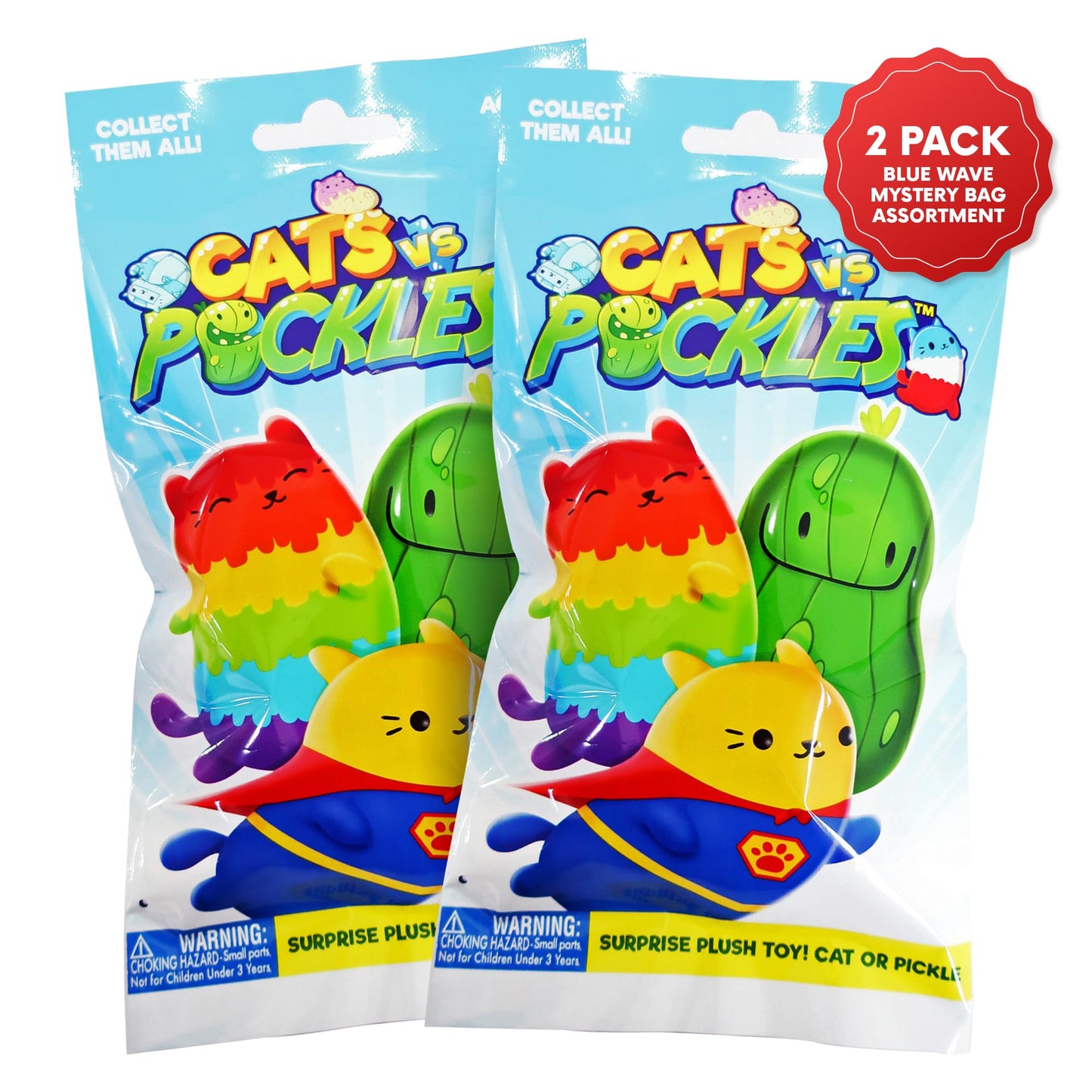 Cats Vs Pickles 2Pk Mystery Bags Blue Wave Abc Bean Filled Plushies | Stocking Stuffers | Blind Bags For Girls And For Boys | Su