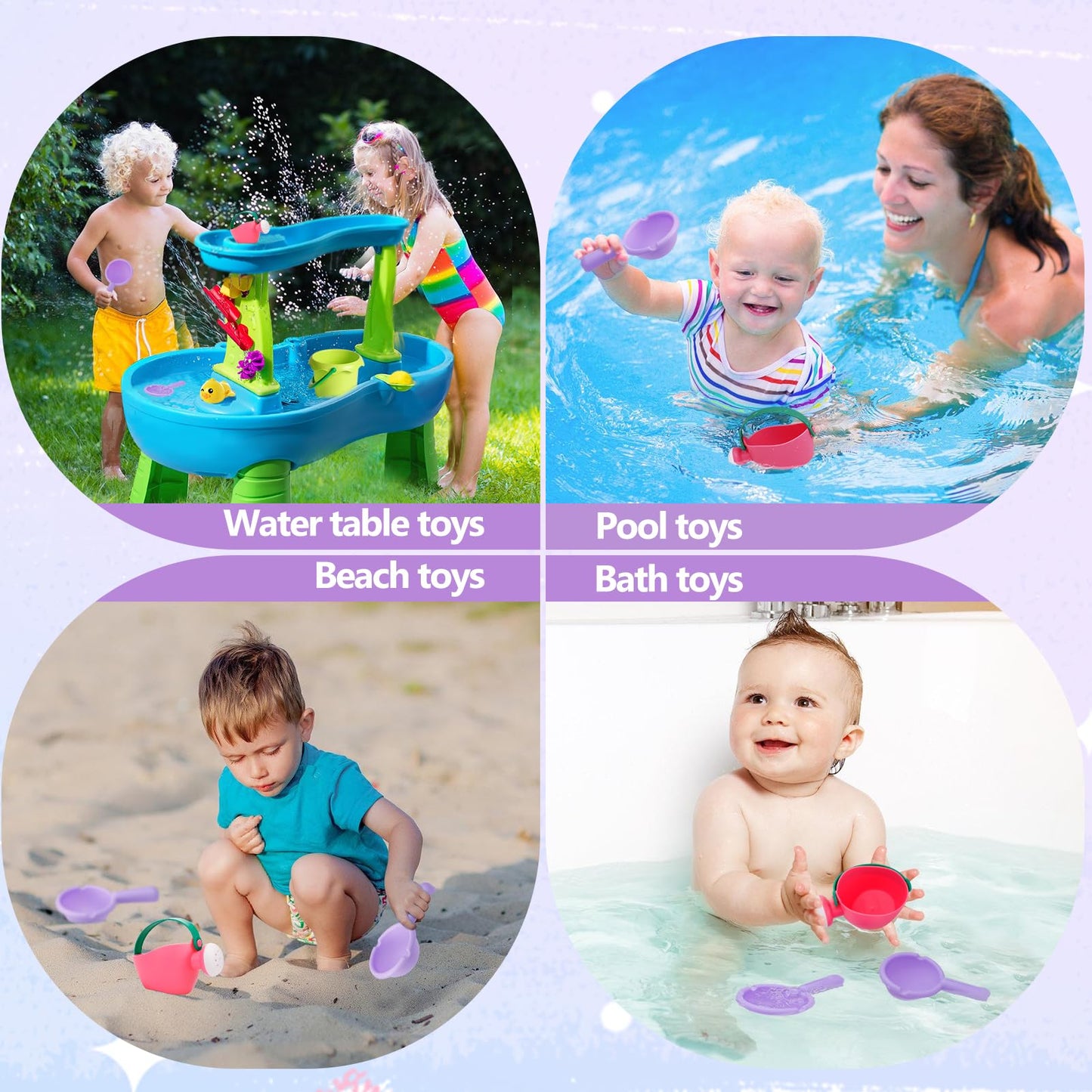 Biubee Bath Toys For Toddlers Age 1-3 - Small Baby Bath Tub Swimming Pool Water Table Toys, Soft Mold Free Water Toys Fun Tactile Training Newborn Gifts, Pink, 3Pack