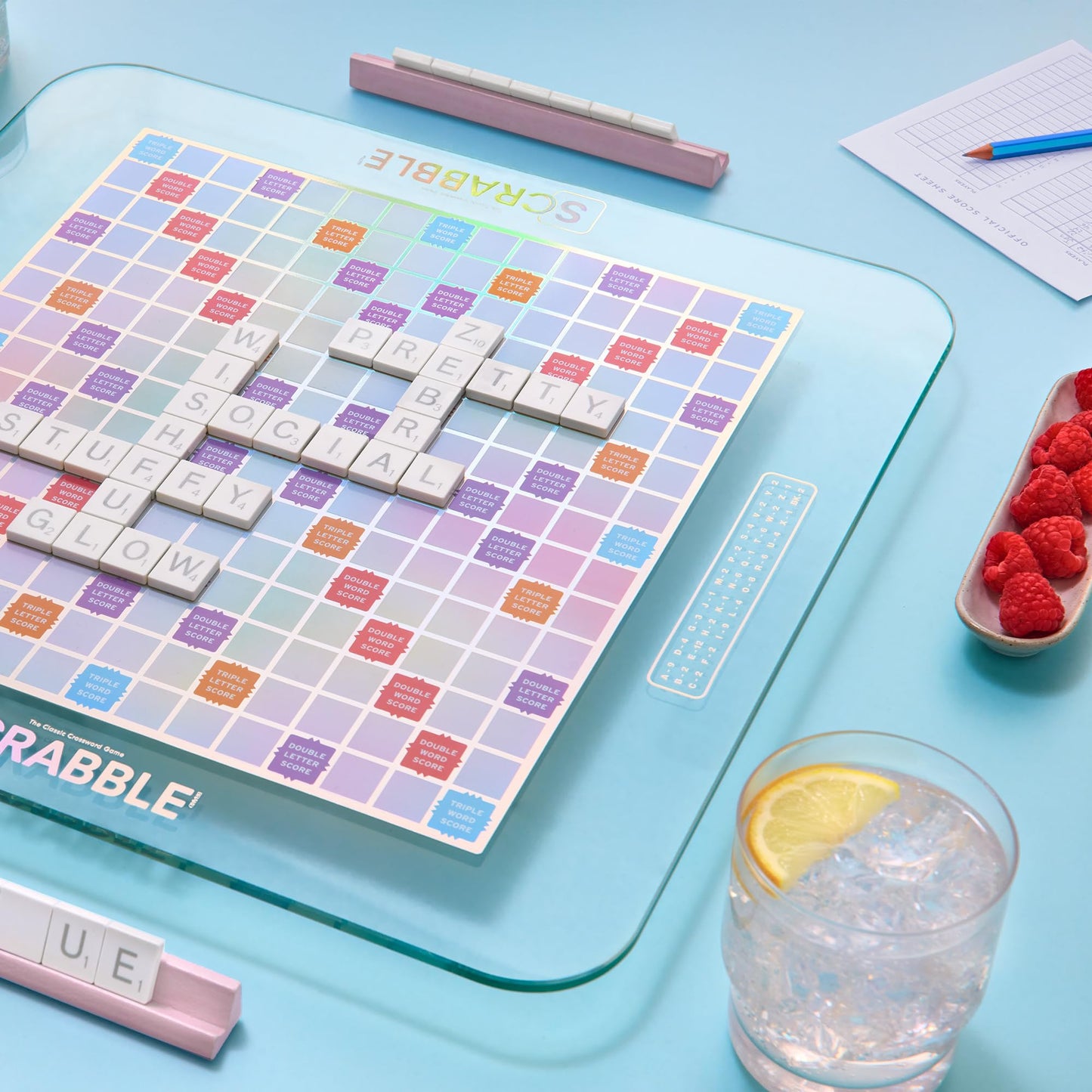 Ws Game Company Scrabble Aura Edition With Rotating Tempered Glass Game Board