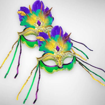 Lux Trends Set Of 2 Mardi Gras Masquerade Mask Feathers Venetian Carnival Mask For Carnival Halloween Cosplay Party For Women (F