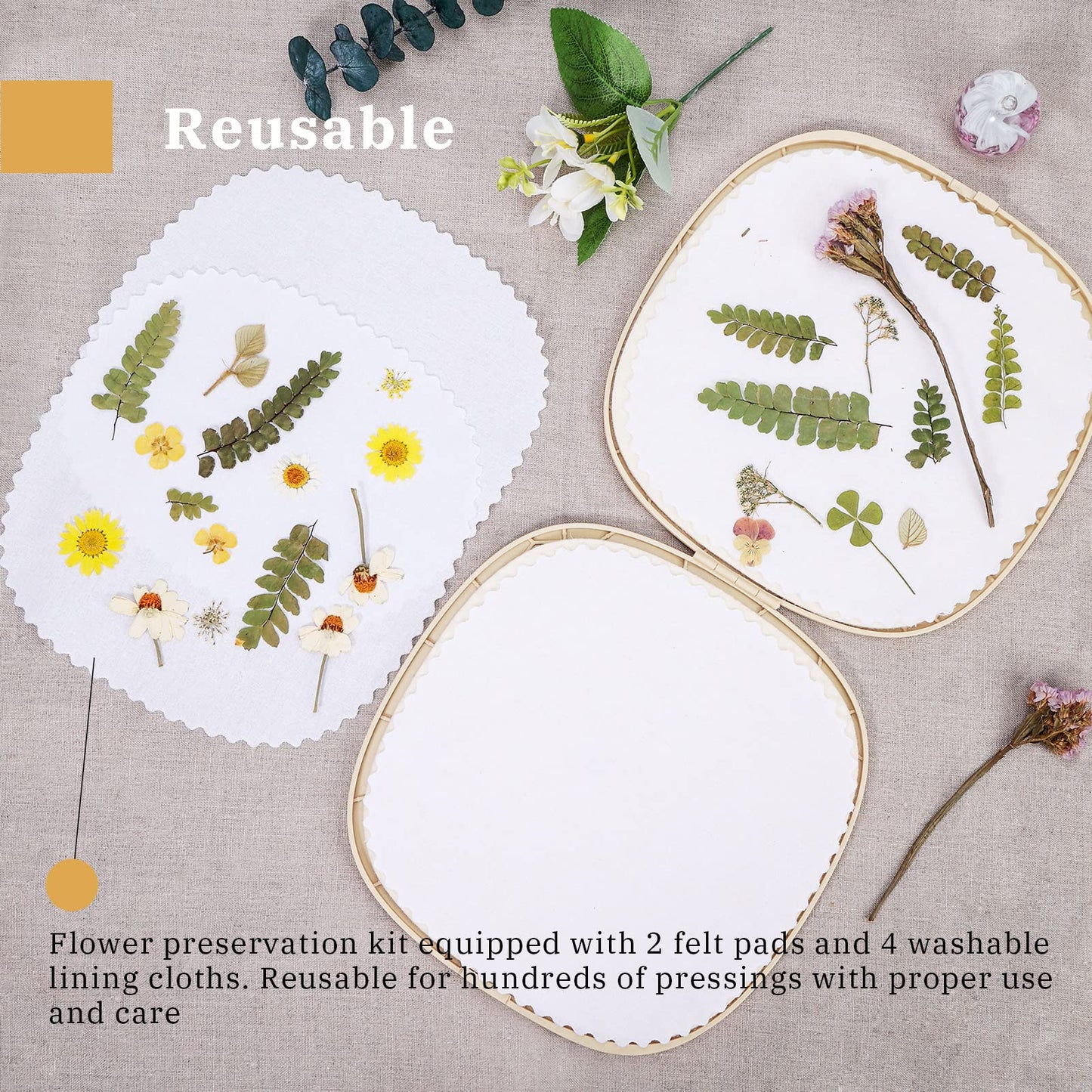 Aboofx 9 x 9 Large Microwave Flower Press Kit, Quickly Flower Drying Kit Leaf Press Flower Pressing Kit for Adults Fast Making P
