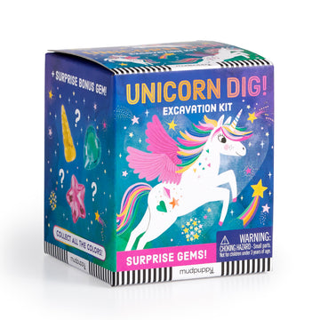 Mudpuppy Unicorn Dig! - Excavation Kit Including Hidden Unicorn in Gem and Plastic Chisel for Children Ages 5 and Up
