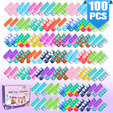 100 Pcs Mini Pop Fidget Toys Pack Party Favors, Easter Silicone Squeeze Pop Bubble Fidget Bulk Sensory Toys, Pop Keychain Bubble