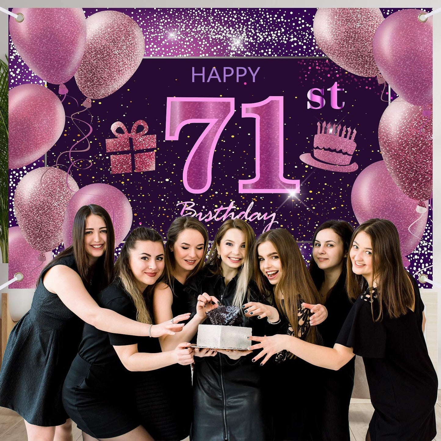 71St Birthday Decorations For Girls Imisi Happy Birthday Banner Pink Decorations For A Party Birthday Backdrop For Women