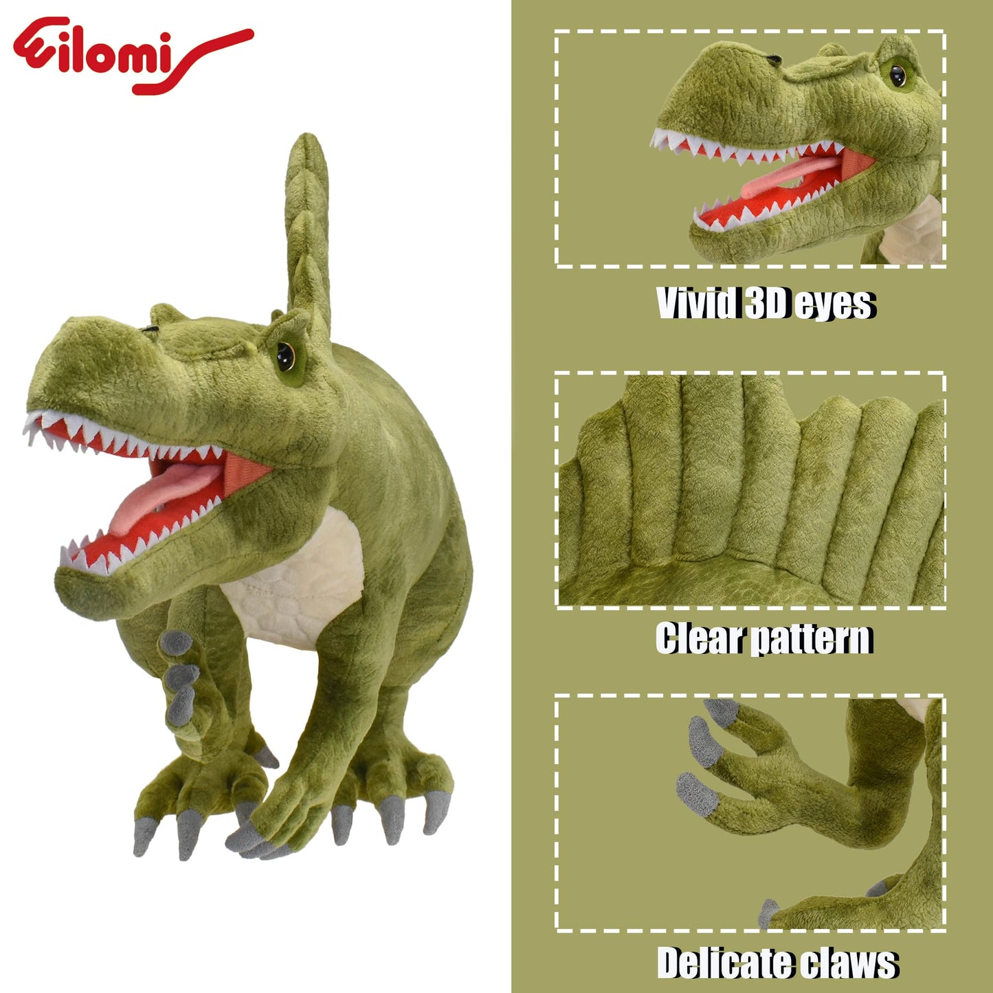 Wilomis Dinosaur Plush Toy - 26" Spinosaurus Stuffed Animal, Soft Cotton, Lifelike Design for Boys
