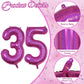 35Th Birthday Balloons For Women, Laser Hot Pink Foil Big Number 35 Balloons Anniversary Decor, Self Inflating Helium Mylar 40 I