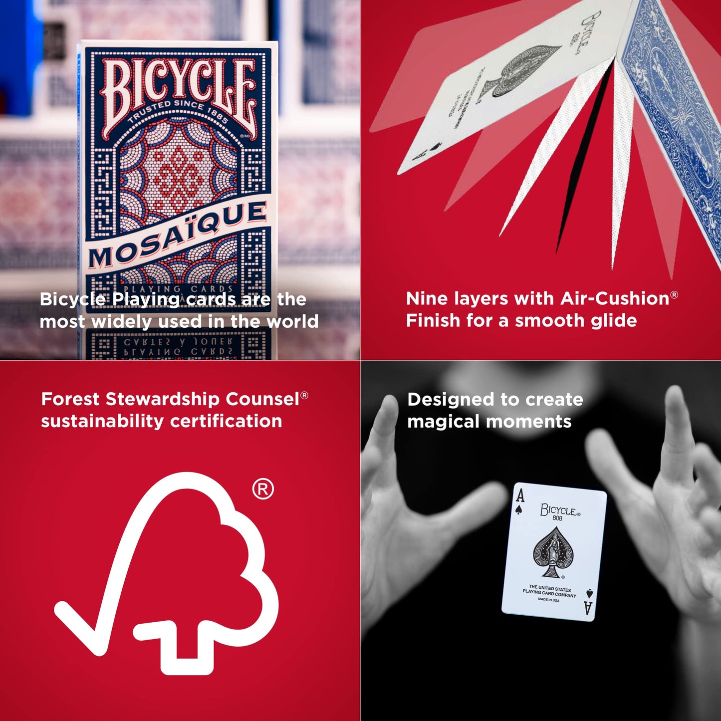 Bicycle Mosaique Playing Cards - Small Blue Cardboard Deck - Model INT02491