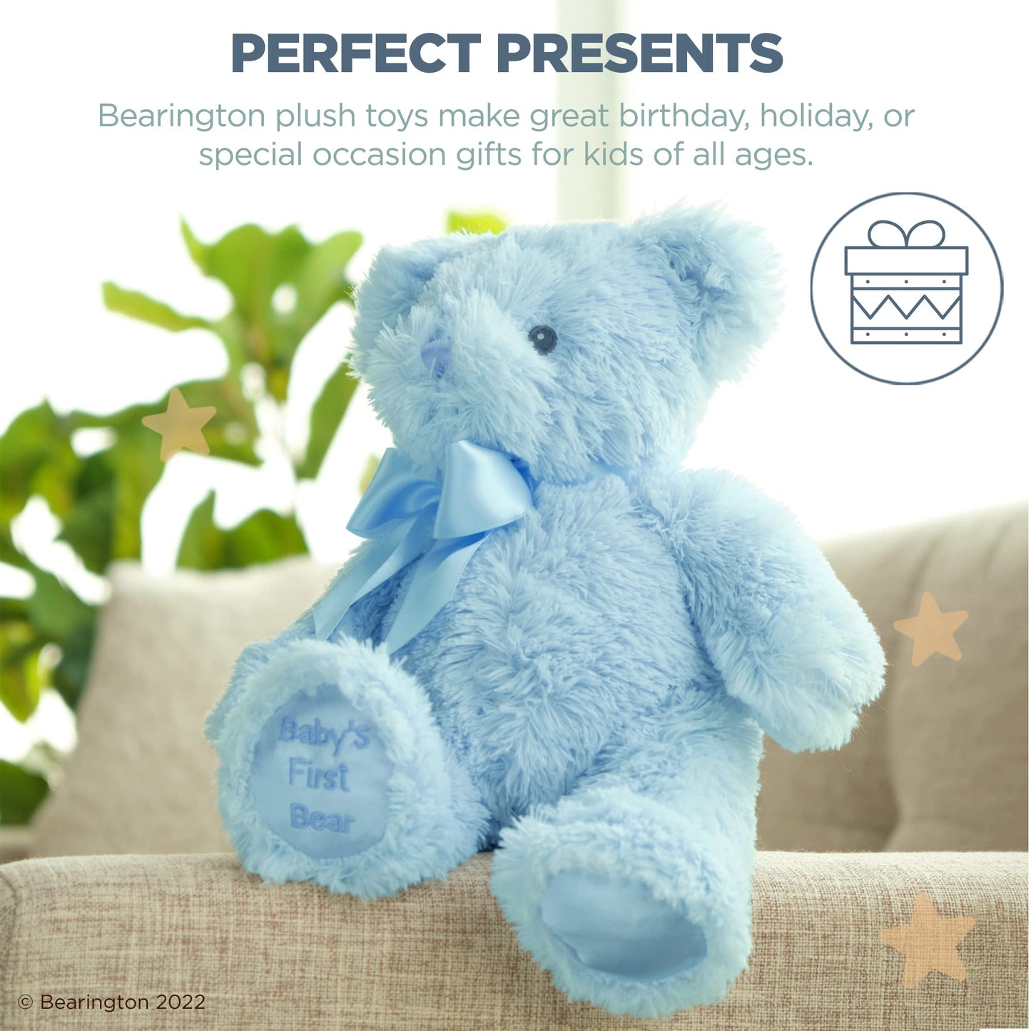 Bearington Blue Teddy Bear Plush - 12" Stuffed Animal - Satin Material - Model 193608