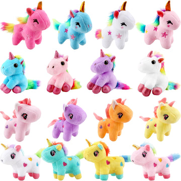 16 Pack Mini Stuffed Unicorn Animals Toys Small Rainbow Unicorn Plush Toys Bulk For Christmas Easter Wedding Birthday Goodie Bag