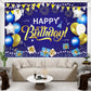 YinQin 180x120 cm Royal Navy Blue Gold Happy Birthday Backdrops Cloth 71x47 inch Birthday Photography Background Glitter Navy Bl