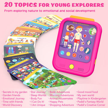 Kids Learning Tablet Educational Learning Pad For Toddlers 2-5 To Learn Alphabets, Numbers, Foods, Time, Music, Vehicles,Tablet Toy For Toddlers Ages 2 3 4 5 6 Years Old Pink