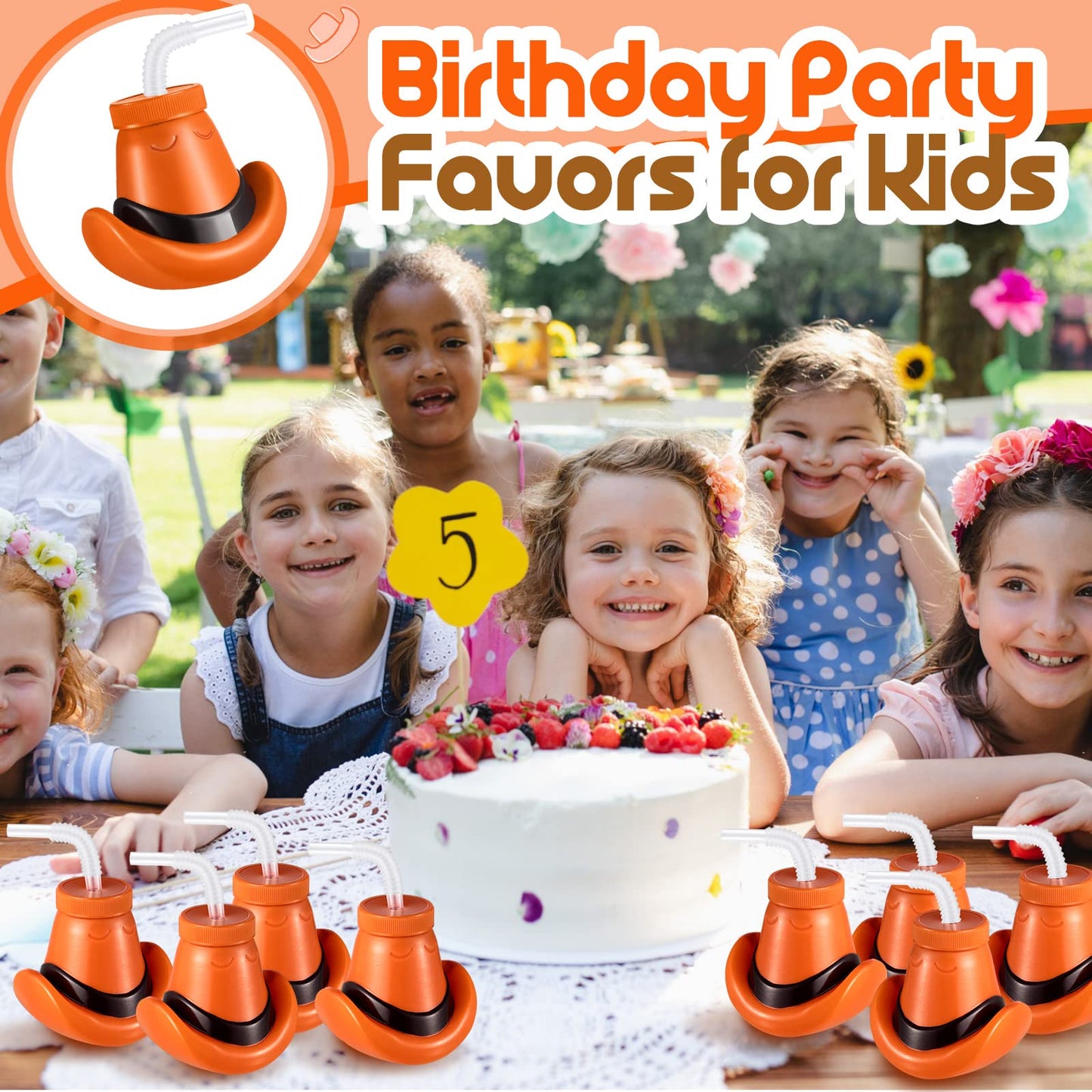 Amyhill Cowboy Hat Cups with Lids and Straws 12 oz Plastic Cowboy Hat Cups for Western Party Supplies Cowboy Birthday Party Deco