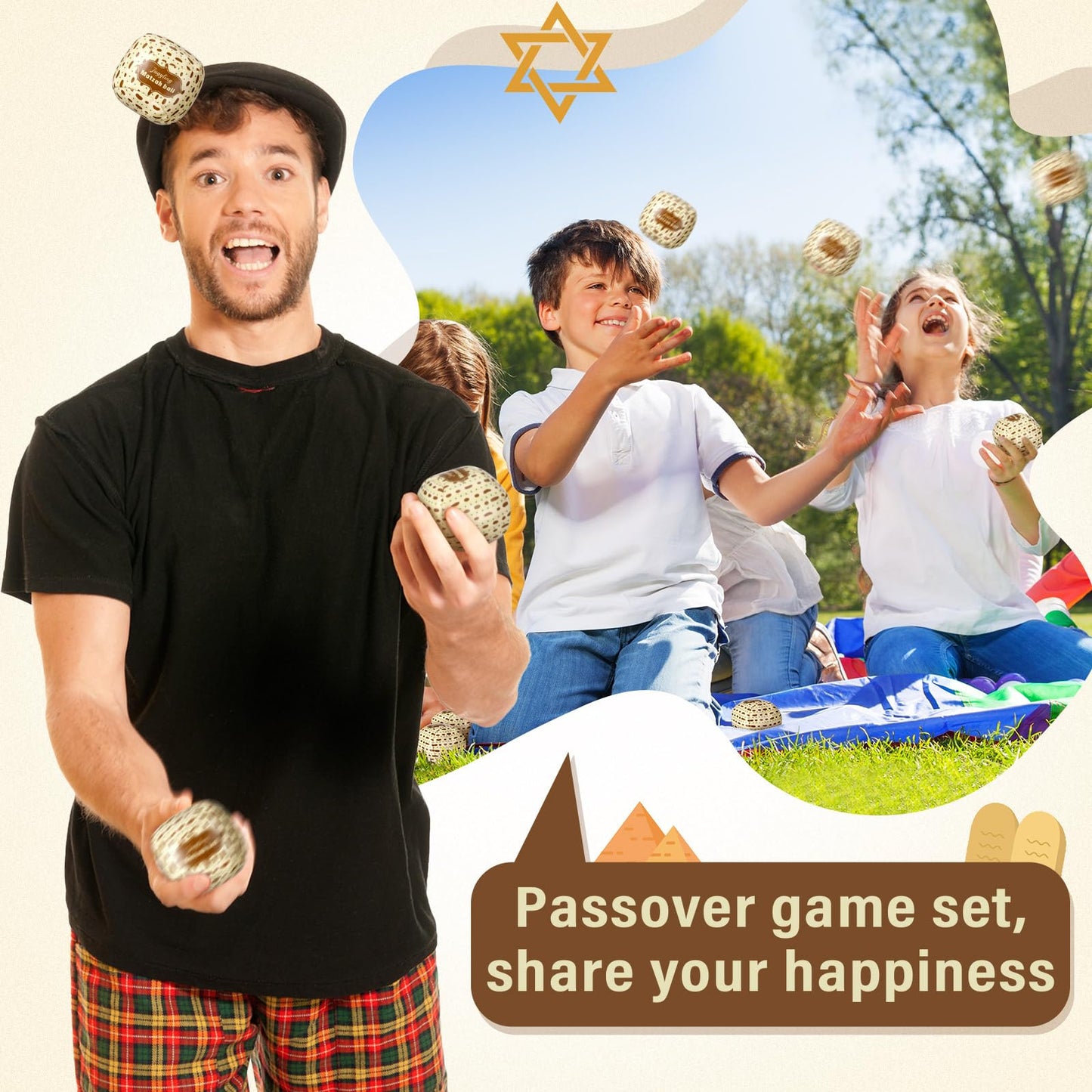 Blueweenly 12 Packs Passover Matzah Juggling Balls Mini Juggling Matzah Balls Juggling Sets Circus Balls With Matzo Decor For Pe