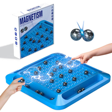 Dhrana Magnetic Chess Game Set - Black & White Strategy Board Game for Adults & Kids 6-12 with Stones & Strings