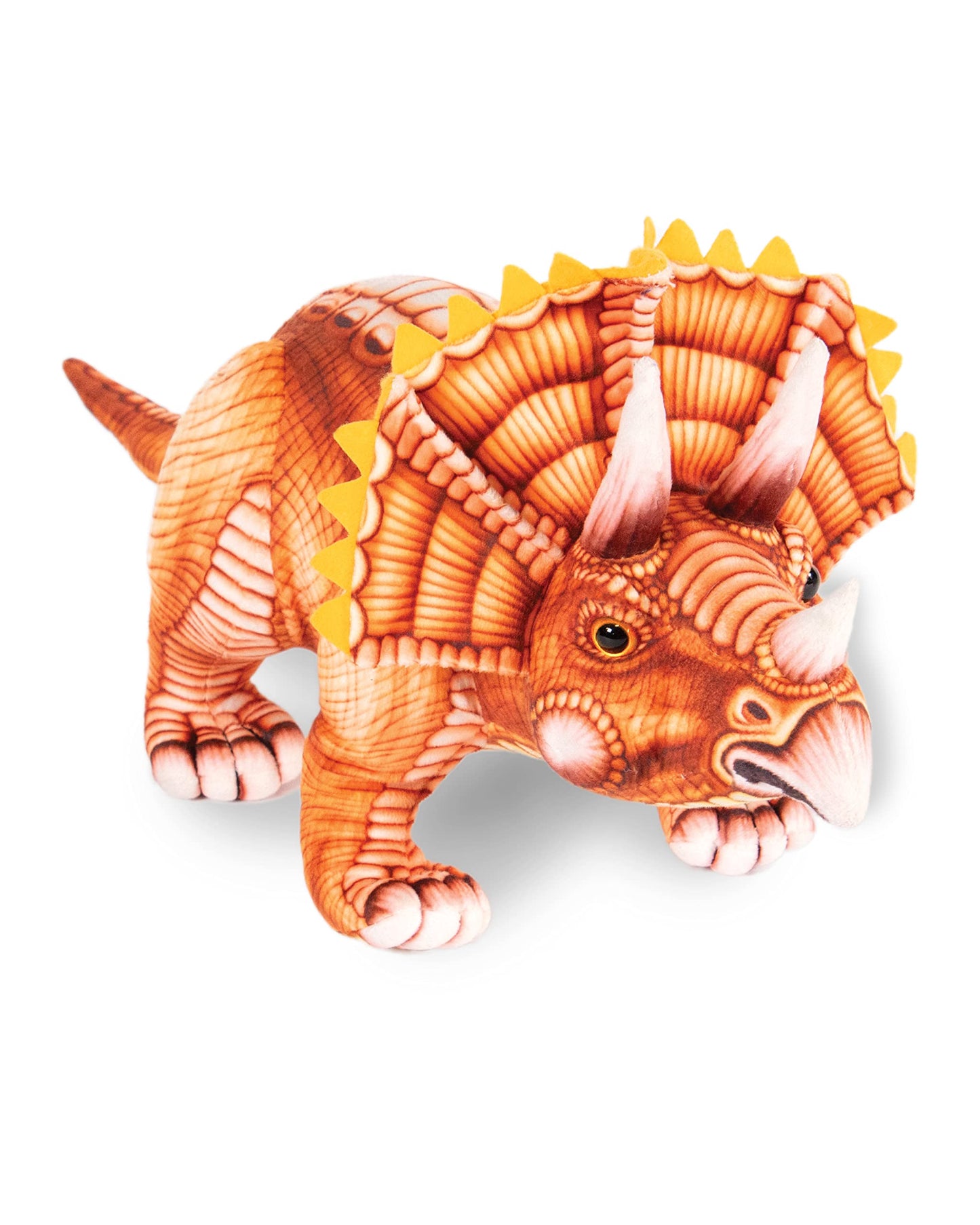 Real Planet 14' Dinosaur Plush Toy - Plush Dinosaur Stuffed Animal, Dinosaur Plushie, Baby Safe Dinosaur Plush, Cute Dinosaur Plushies (Orange Triceratops, 14') (20' Long)