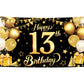 Katchon, Happy 13Th Birthday Banner Black And Gold - Xtralarge, 72X44 Inch | 13Th Happy Birthday Backdrop, Happy 13Th Birthday Banner | 13Th Birthday Decorations For Boys | 13 Birthday Decorations