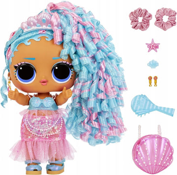 LOL Surprise Big Baby Hair Large 11 Splash Queen Doll w/ 14 Surprises Including Shareable Accessories & Blue Pink Hair & Dress, 