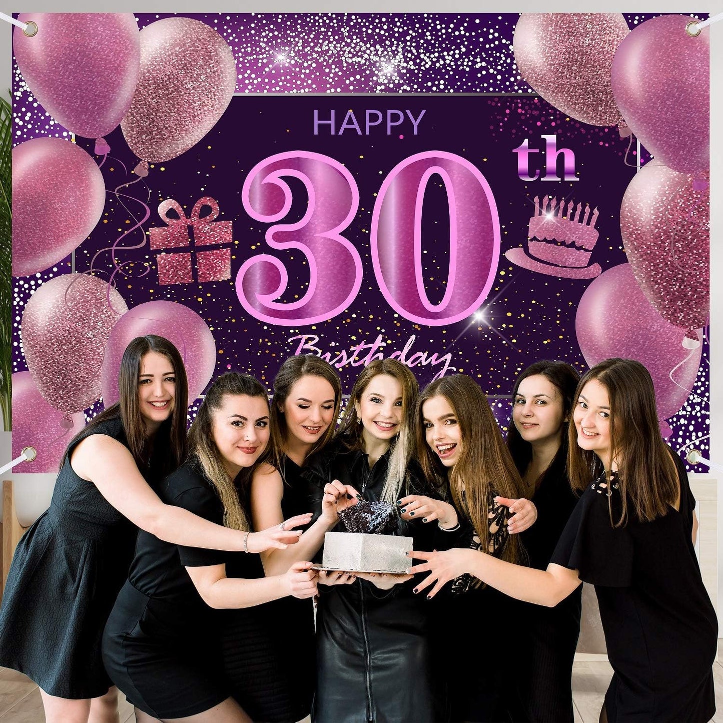 30Th Birthday Decorations For Girls Happy Birthday Banner Pink Decorations For A Party Birthday Backdrop For Women
