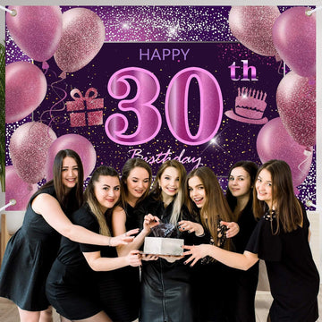 30Th Birthday Decorations For Girls Happy Birthday Banner Pink Decorations For A Party Birthday Backdrop For Women