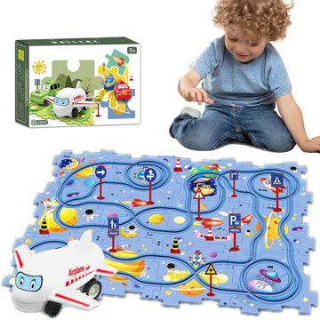 25Pcs Puzzle Racer Kids Car Track Set, Space Jigsaw Puzzle Racer Car Track Set Puzzle Track Car Play Set Preschool Gifts For Kid