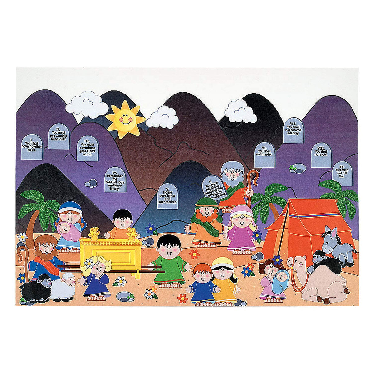 Fun Express Giant Ten Commandments Sticker Scene (Includes 12 Background and 12 Sticker Sheets) Religious Crafts for Kids  VBS 
