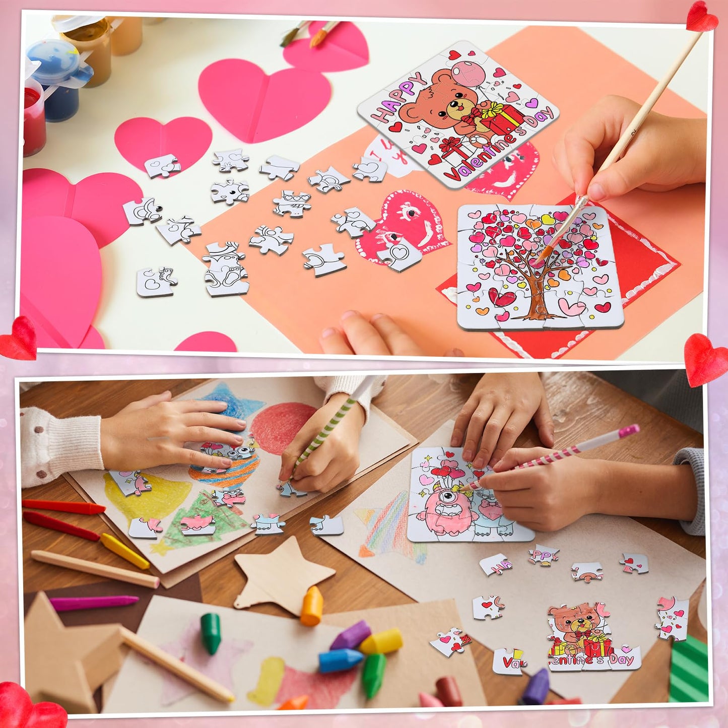 Realspring 24 Pack Color Your Own Jigsaw Puzzles For Kids Coloring Puzzles Diy Paper Jigsaw Party Favors Gifts Exchange Classroo