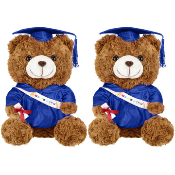 Sotiff 2 Pcs 9 Inch Graduation Plush Bear Class of 2025 Graduation Plush Stuffed Animal Toys Grad Bear with Gown Cap for Kinderg