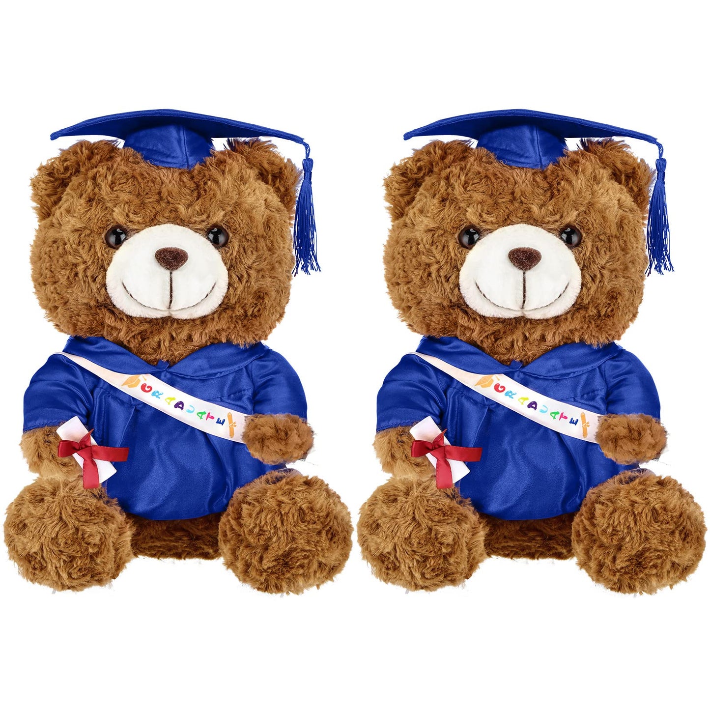 Sotiff 2 Pcs 12 Inch Graduation Plush Bear Class of 2025 Graduation Plush Stuffed Animal Toys Grad Bear with Gown Cap for Kinder