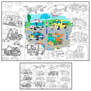 ALEX Art Extra Large Coloring Poster for Kids Vehicles - Jumbo Coloring Posters for Boys Girls - Super Huge Coloring Poster for 