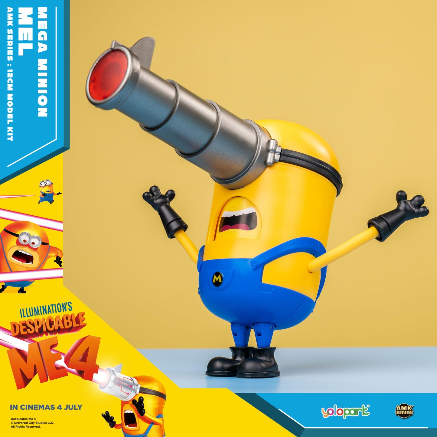 Minions Despicable Me 4 Toys, 4.7 Inch Mega Mel Action Figures,Retractable Eye And 5 Changeable Facial Expressions Minion Model Kits,Gifts For Kids Ages 8 Years & Older