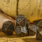 UDIXI Metal Dice Maze Carved DND Dice Set D&D 7PCS Bronze Role Playing Dice with Leather Pouch for Dungeons and Dragons Tabletop