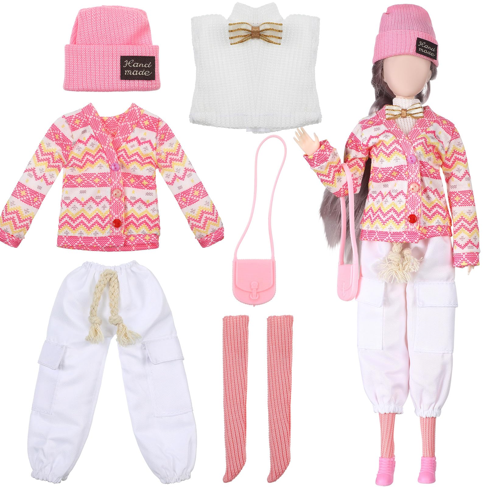 Geyoga Doll Clothes 11.5 Inch Girl Doll Accessories Casual Wear Clothes Outfits With Shoes Socks Hat Bag Top Jumpsuit Set Gift For Kids (Cute Style)