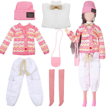 Geyoga Doll Clothes 11.5 Inch Girl Doll Accessories Casual Wear Clothes Outfits With Shoes Socks Hat Bag Top Jumpsuit Set Gift For Kids (Cute Style)