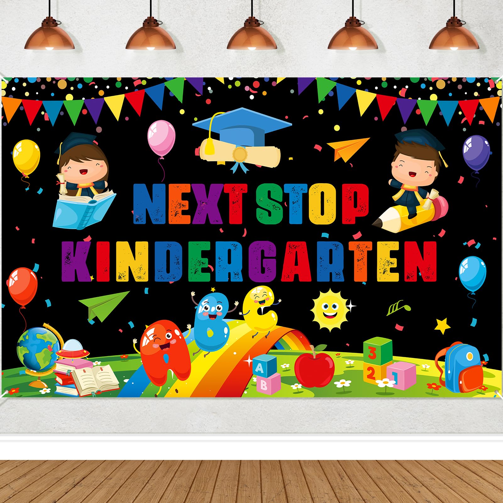 Preschool Graduation Decorations Banner Next Stop Kindergarten Banner Preschool Graduation Backdrop Kindergarten Backdrop Pre-K 