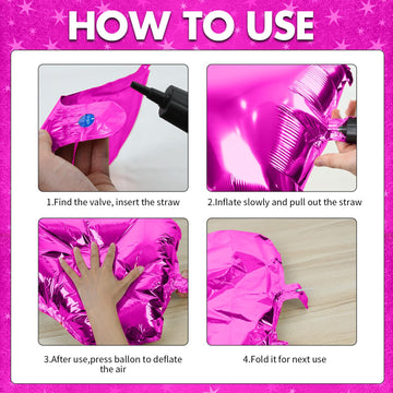 18 Inch Hot Pink Star Balloons, 10 Pcs Hot Pink Star Shape Foil Balloon Helium Balloons, Big Mylar Star Balloons For Wedding, Ba